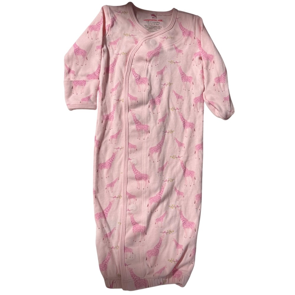 Magnetic Me Pink Jolie Giraffe Organic Cotton Baby Girl Gown Newborn-3 months